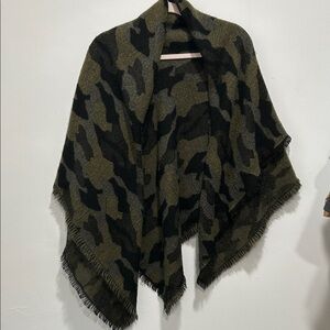 Anthropologie Green and Black Camouflage Wrap Scarf
